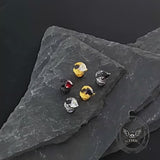 Punk Zircon Heart Wing Stainless Steel Stud Earrings