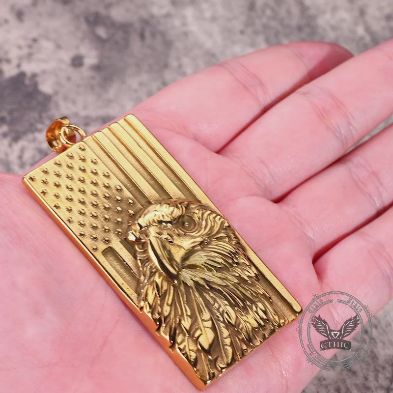 American Flag Bald Eagle Stainless Steel Pendant