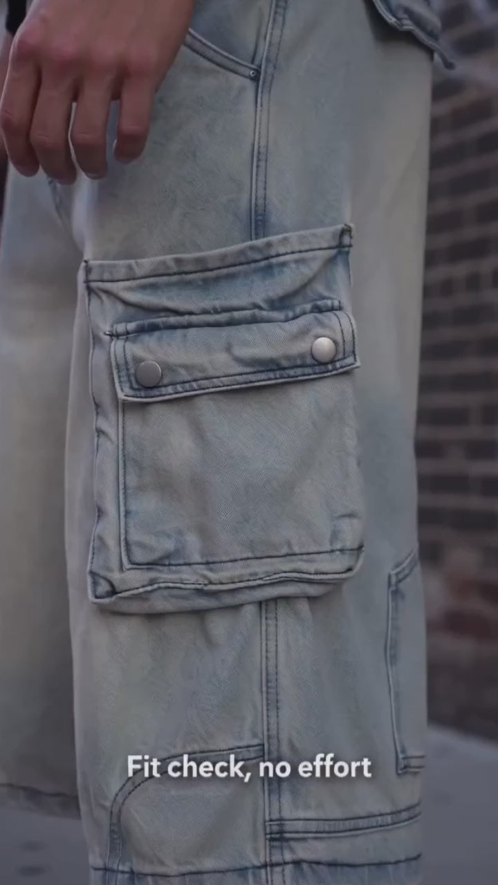 American Vintage Washed Loose-Fit Multi-Pocket Cargo Shorts