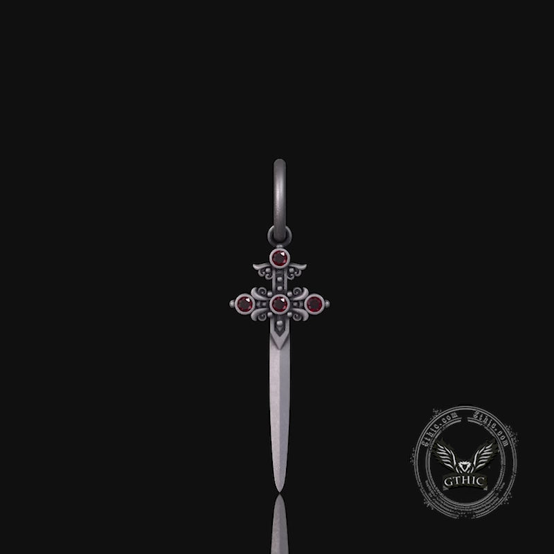 Gothic Sword Gem Sterling Silver Earrings