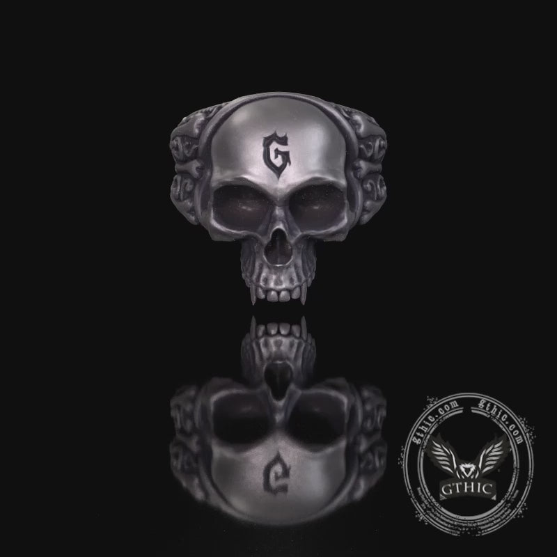 Gothic Skull Head Bone Sterling Silver Ring