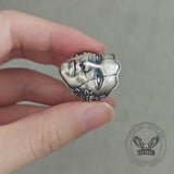 Gothic Cracked Mask Crown Sterling Silver Ring