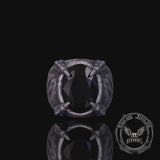 Gothic Beast Claw Gemstone Sterling Silver Ring