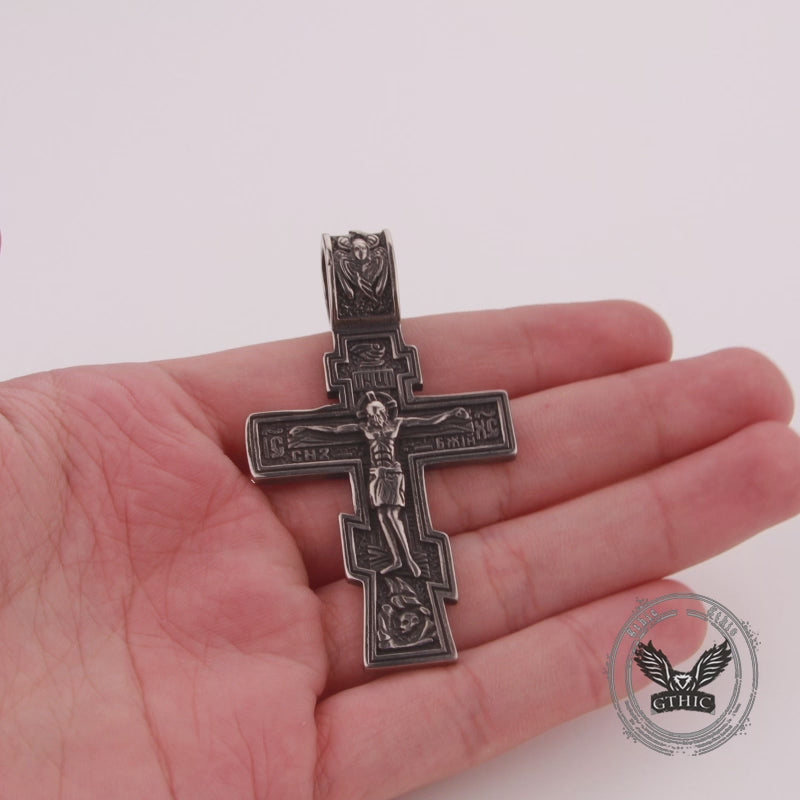 Retro Orthodox Crucifixion Stainless Steel Cross Pendant