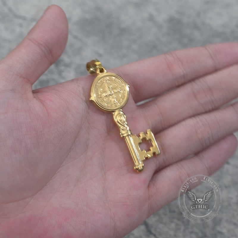 St. Benedict Medal Key Stainless Steel Pendant | Gthic.com