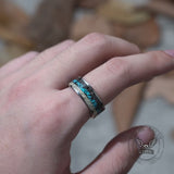 Simple Turquoise Inlaid Titanium Engagement Ring