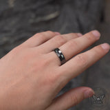 Black Rectangular Faceted Ceramic Ring