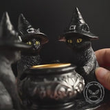 Dark Retro Wizard Cat God Halloween Resin Candle Holder