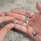 Hip Hop Star Cross Asymmetrical Dangle Earrings
