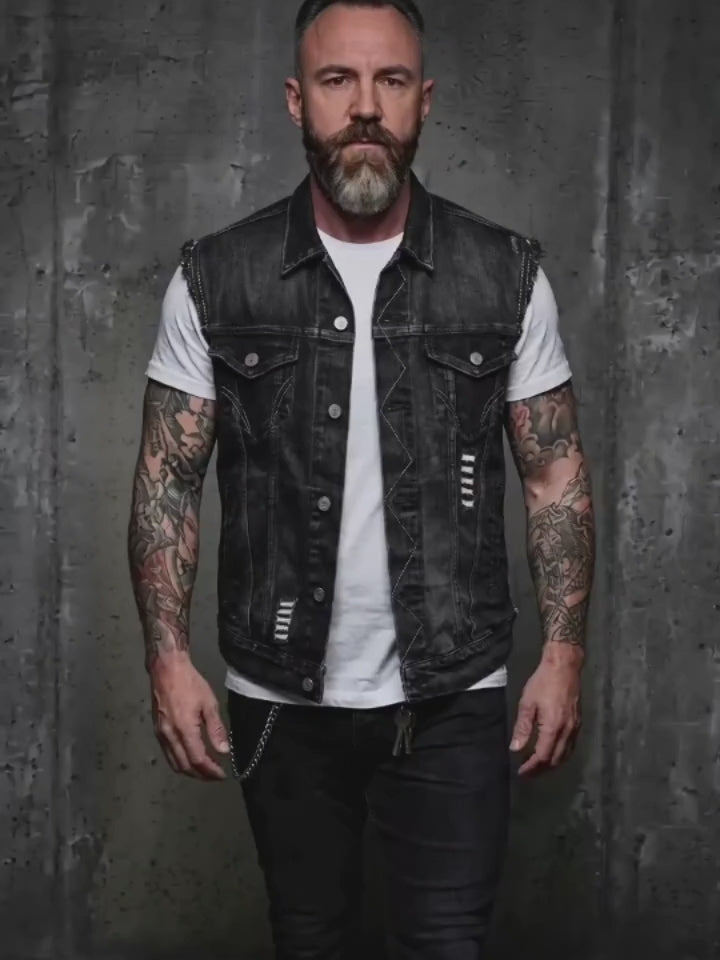 Gilet Skull in cotone ricamato stampato