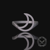 Minimalist Hollow Sun Moon Star Sterling Silver Ring