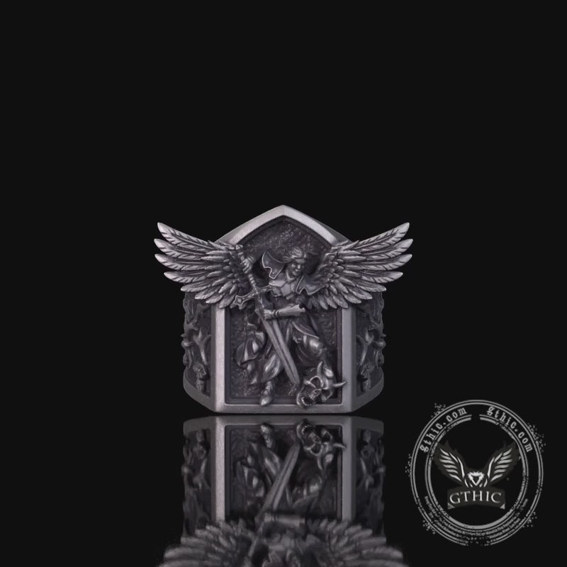 Archangel Michael Demon Slayer Sterling Silver Knight Ring