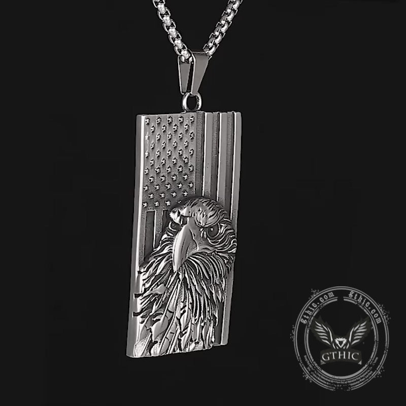 American Flag Bald Eagle Stainless Steel Pendant