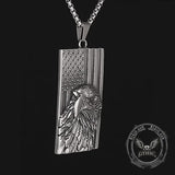 American Flag Bald Eagle Stainless Steel Pendant