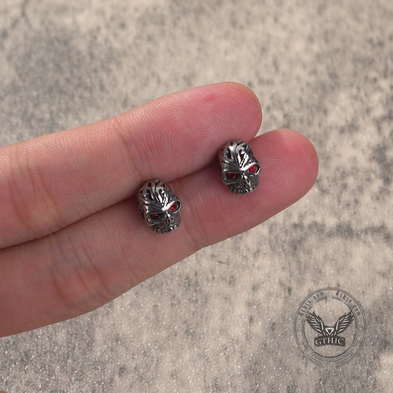 Punk Gem Eye Skull Stainless Steel Earrings