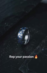 Luminous Hexagon Pattern Soccer Stainless Steel Ring
