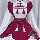 White And Red Cheongsam Maid Lolita Dress
