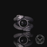 Gothic Gem Double Snake Sterling Silver Ring
