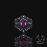 Gothic Sunflower Pattern Gemstone Sterling Silver Ring