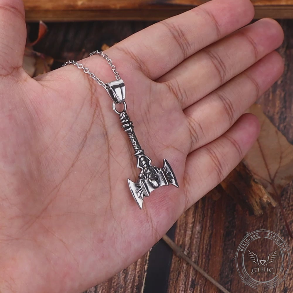 Skull Axe Stainless Steel Viking Pendant