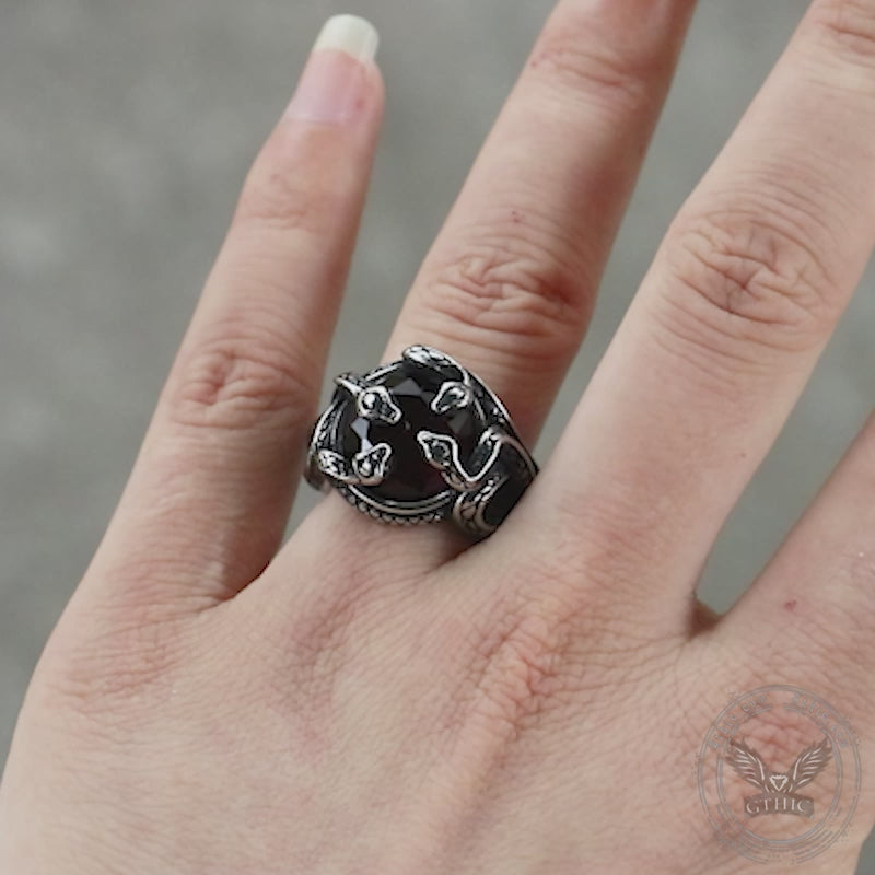 Anillo de acero inoxidable con circonitas Entwine Snakes