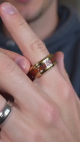 Nordic Runes Stainless Steel Viking Wood Band Ring