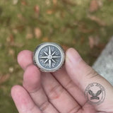 Compass Rose Signet Sterling Silver Ring