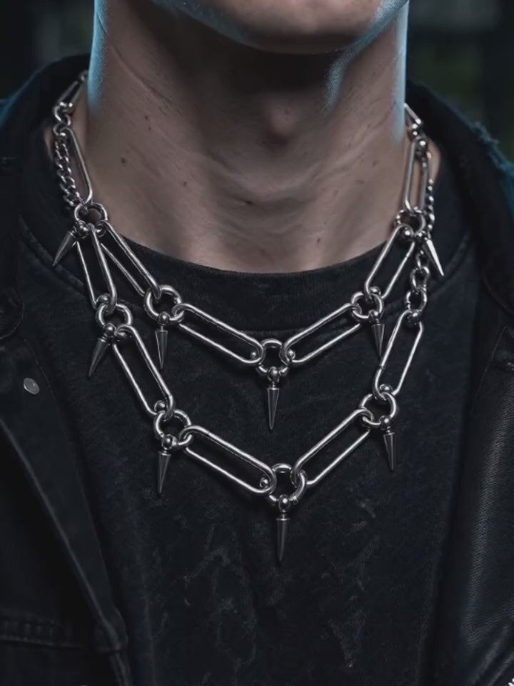 Punk Paperclip Spikes Stainless Steel Clavicle Necklace