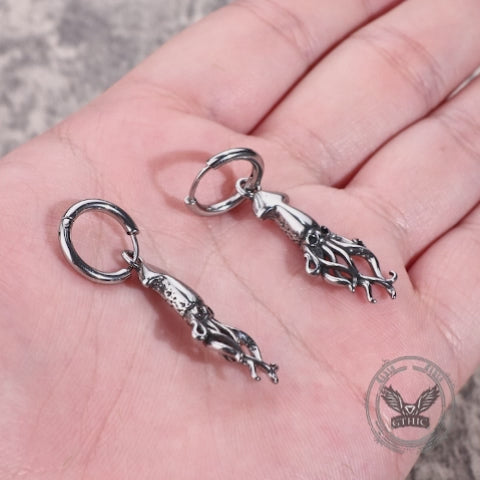 Punk Squid Stainless Steel Marine Hoop Earrings