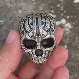 Bandage Woven Sterling Silver Skull Ring