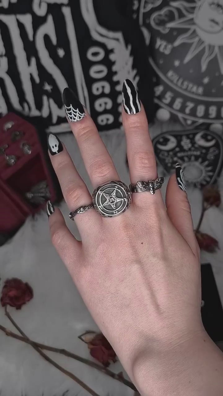 Moth Skull Stainless Steel Animal Ring