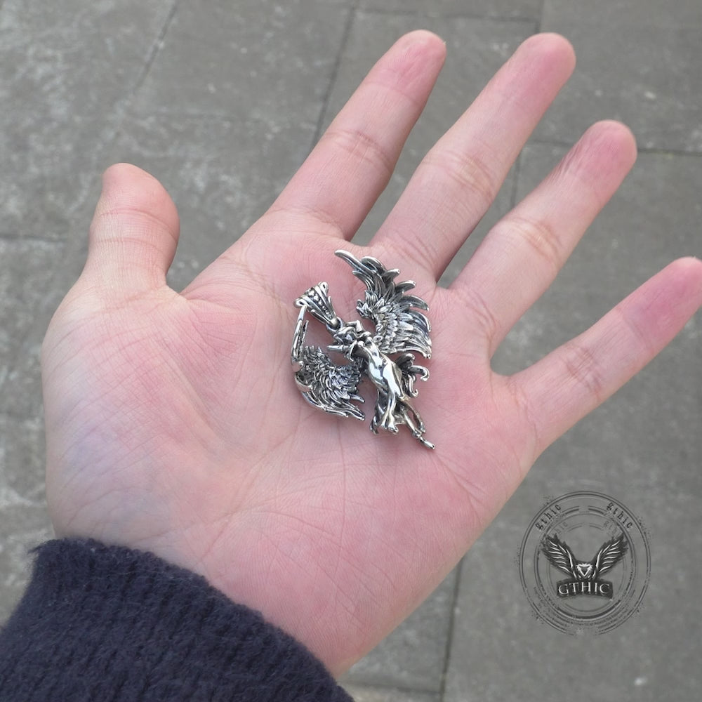 Vintage Guardian Angel Wings Stainless Steel Pendant