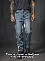 Stylish Patchwork Bootcut Versatile Cotton Jeans