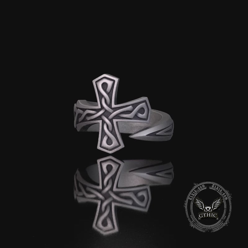 Vintage Cross Sword Sterling Silver Open Ring