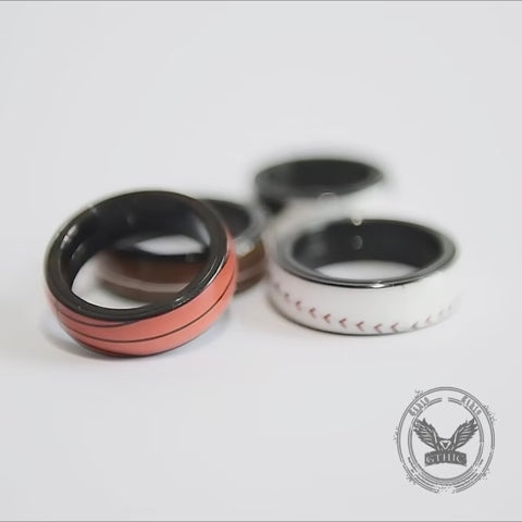 Fashion Sports Ball Pattern Stainless Steel Spinner Ring