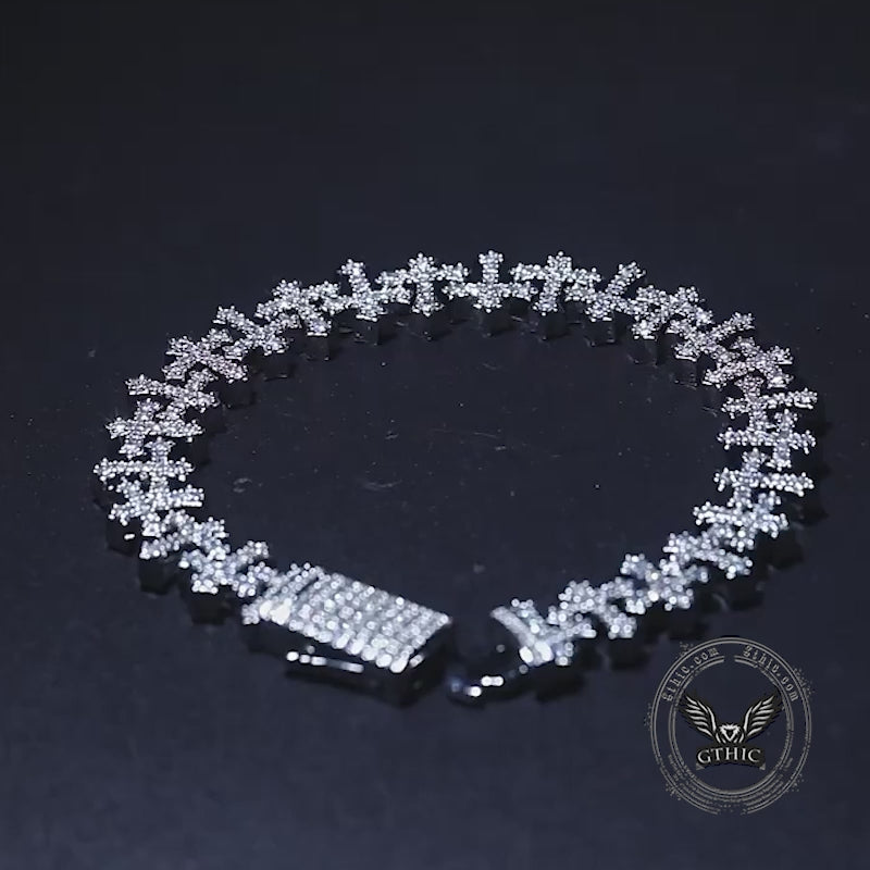 Hip Hop Versatile Cross Link Copper Zircon Bracelet