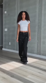 American-Style High-Street Wide-Leg Slight-Flare Cargo Pants