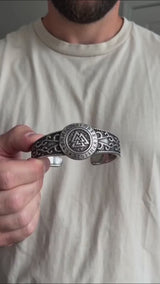 Nordic Viking Rune Celtic Knot Stainless Steel Cuff Bracelet