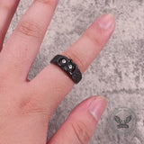 Vintage Gem-set Owl Stainless Steel Ring