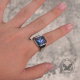 Simple Square Colorful Gemstone Stainless Steel Ring