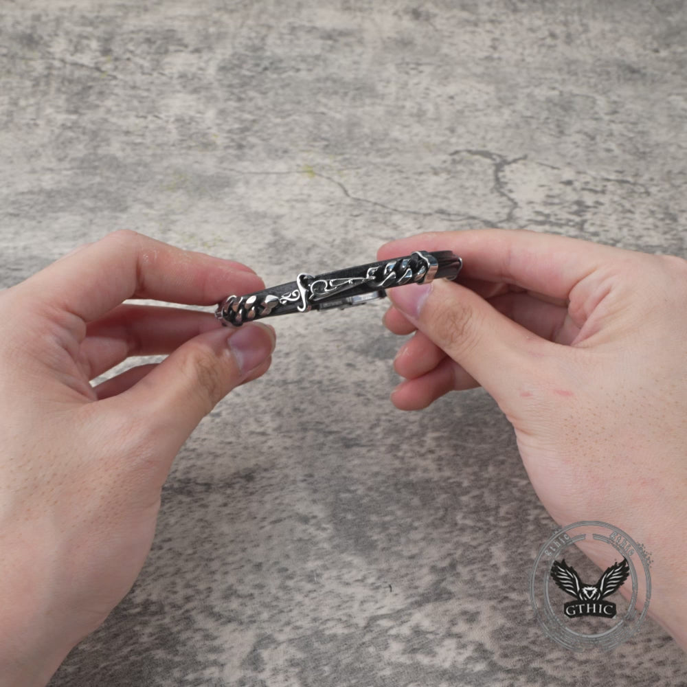 Punk Carved Totem PU Leather Bracelet
