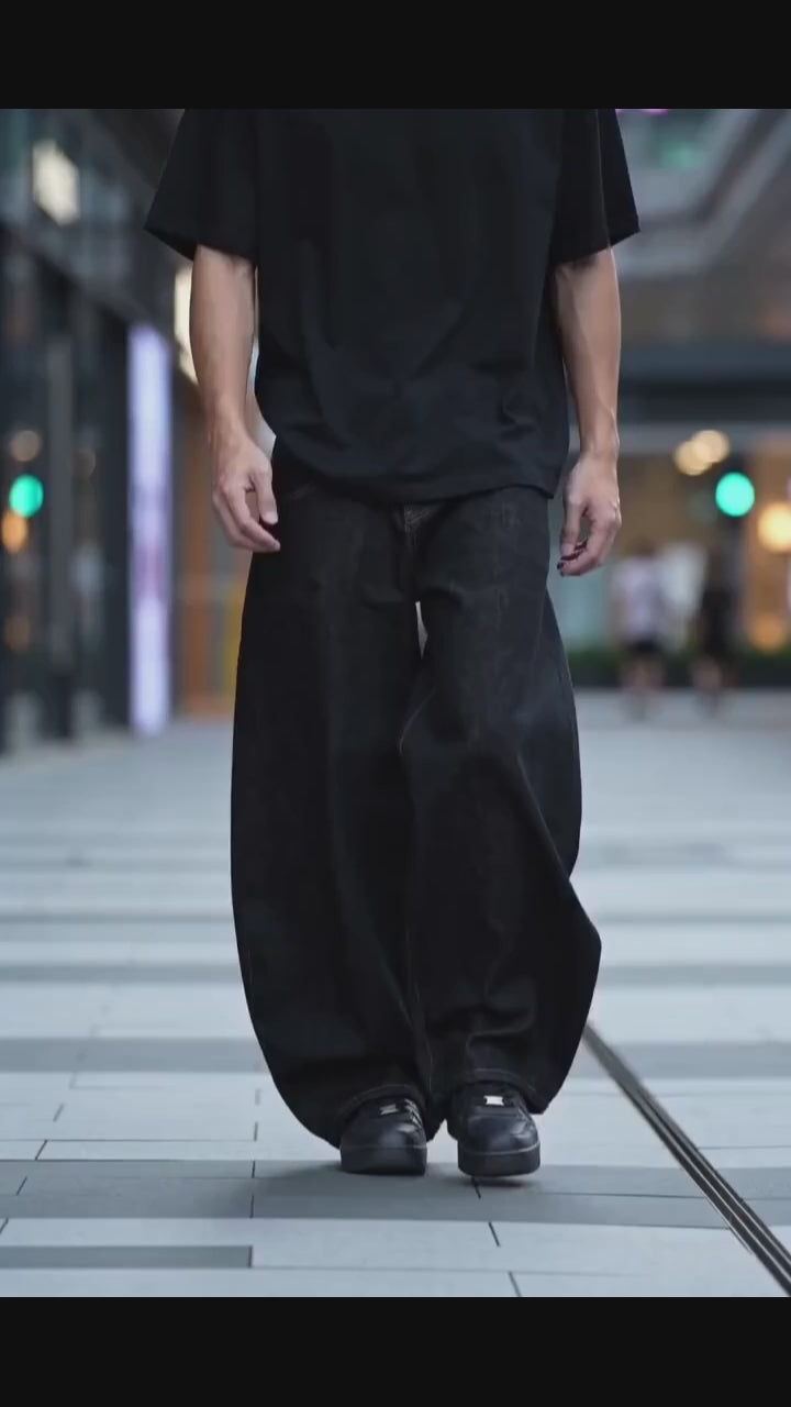 Punk Hip-Hop Star Print Loose-Fit Scimitar Jeans