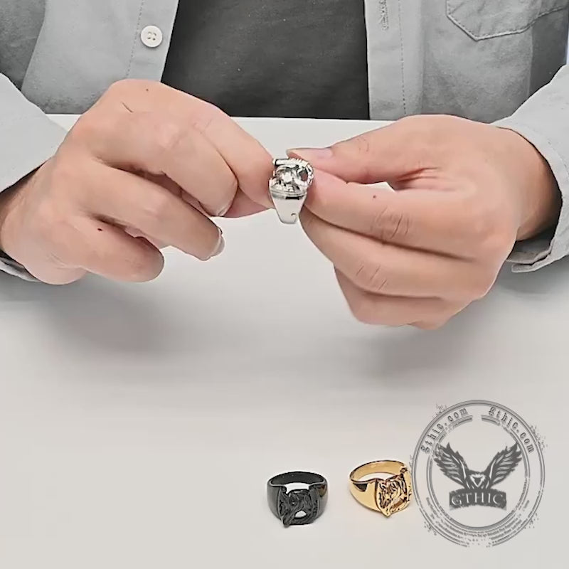 Vintage Horseshoe Horse Head Stainless Steel Ring