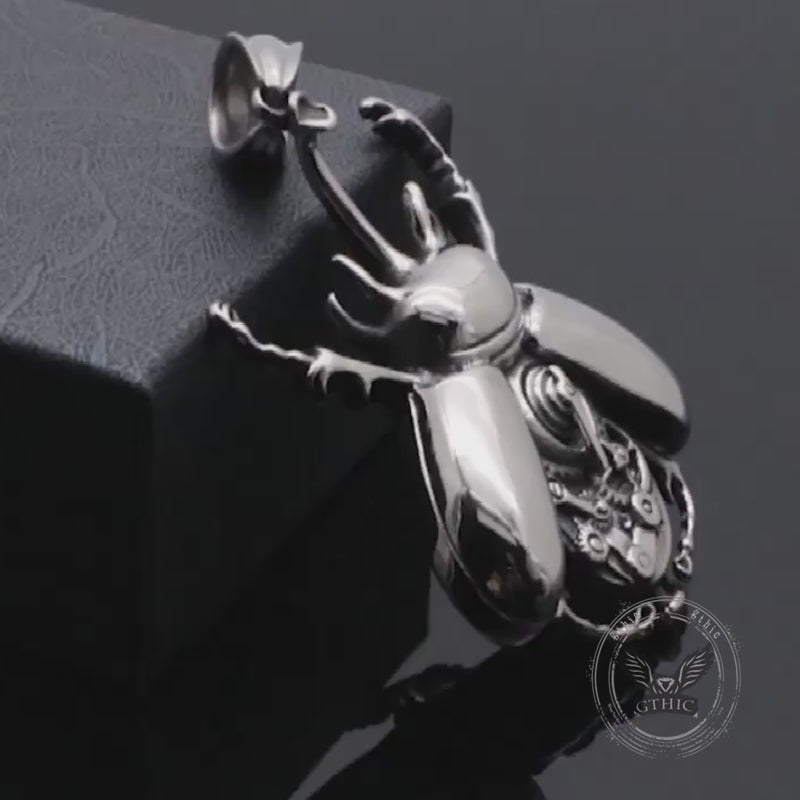 Punk Mechanical Gear Beetle Stainless Steel Pendant