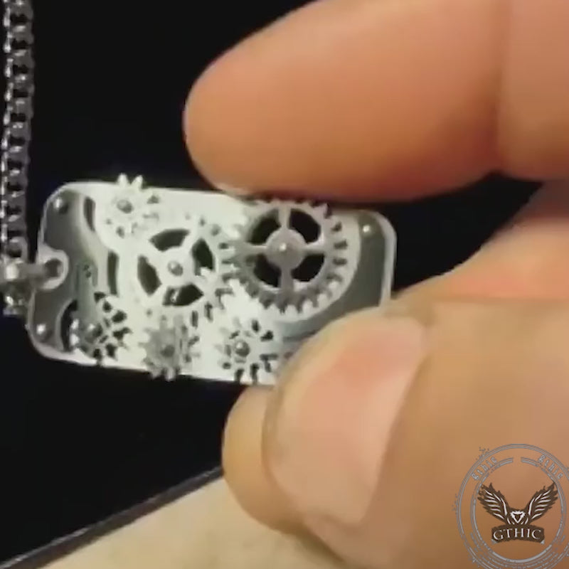Punk Mechanical Rotating Gears Stainless Steel Pendant