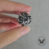 Gothic Devil's Eye Claw Biker Sterling Silver Ring