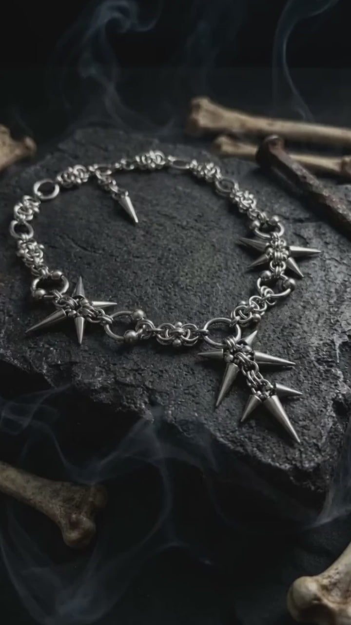 Punk Dark Spiked Rivet Stainless Steel Clavicle Necklace