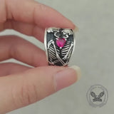 Till Death Do Us Part Skull Gem Sterling Silver Couple Ring