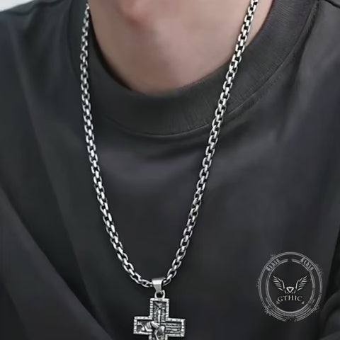 Vintage Snake Rose Cross Stainless Steel Pendant
