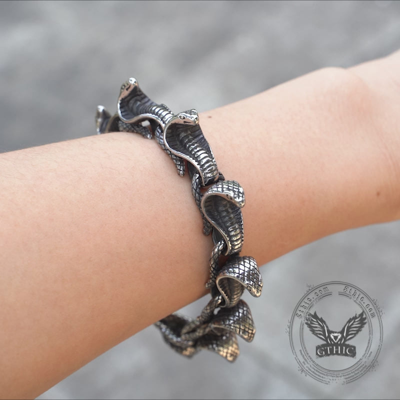 Pulsera de acero inoxidable con serpiente cobra